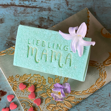Lieblingsmama - Vegane, handgemachte Mangobutter-Seife mit Lavendel, Minze & Rosmarin
