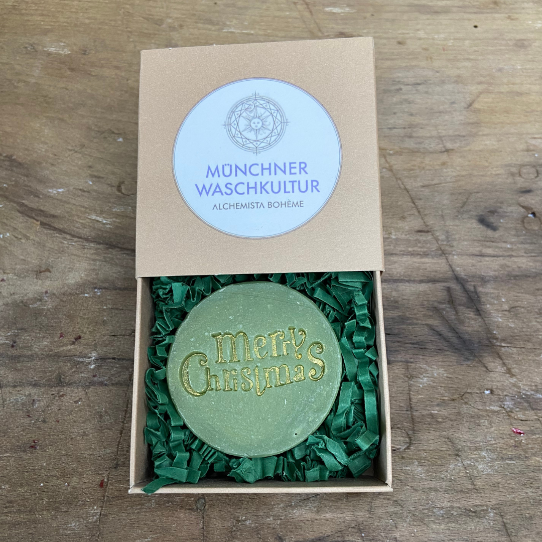Seifiges Wintergrün - Orange liebt Zimt mit Avocadoöl - Gästeseifchen